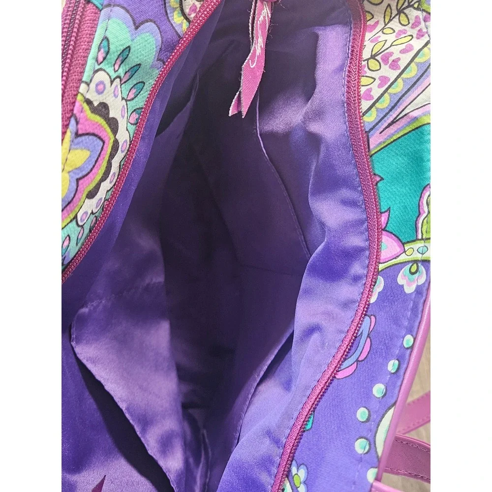 Vera Bradley Plum Crazy Paisley Quilted Cotton Tote Bag Purple Teal Floral Large